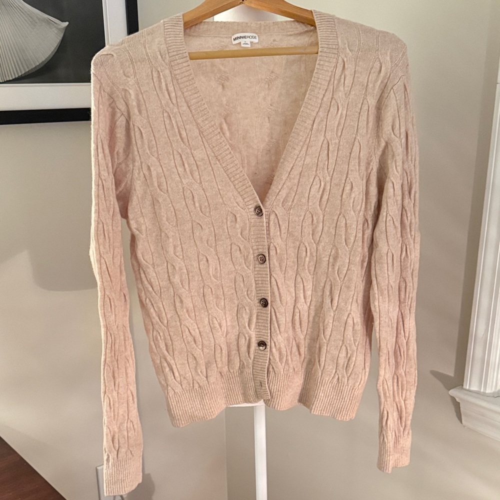 MINNIEROSE V Neck Button Down Sweater Size Large